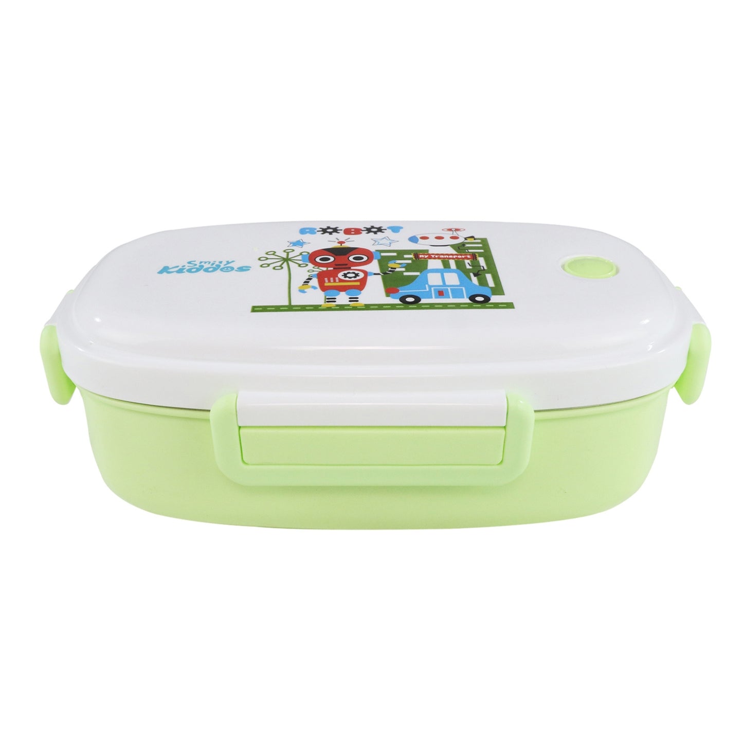Smily kiddos Stainless Steel Lunch Box Small Robot Theme - Green -3+ years
