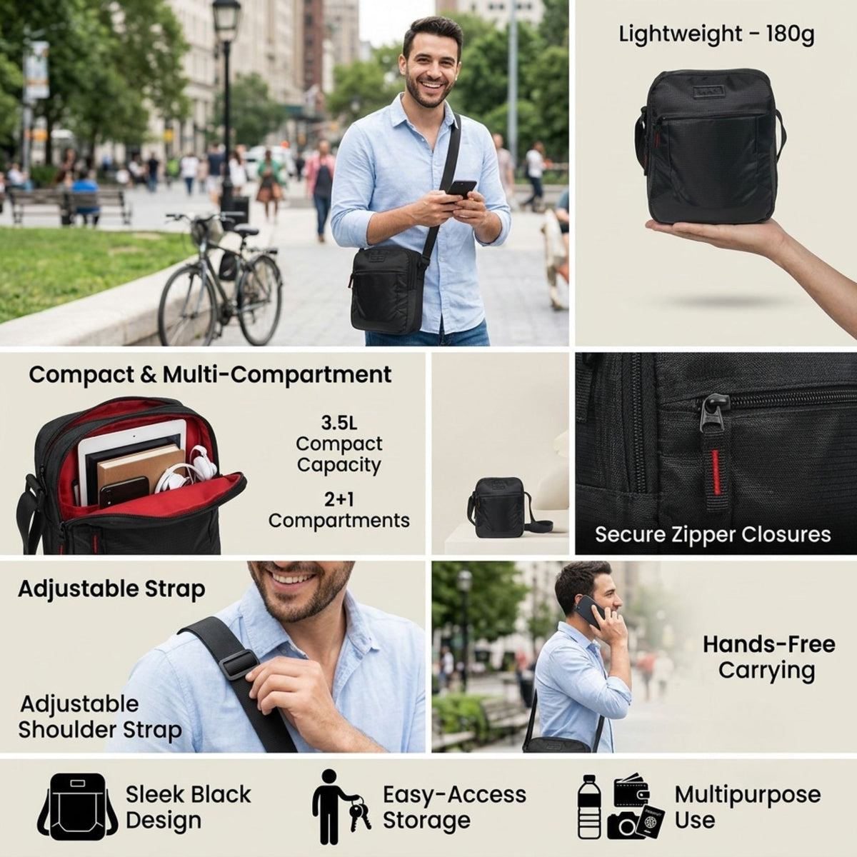 Mike Cayman Sling Bag Small - Black