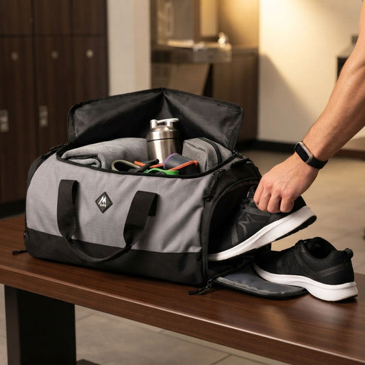 Mike Fit Gear Gym Bag with Shoe Compartment - Grey & Black