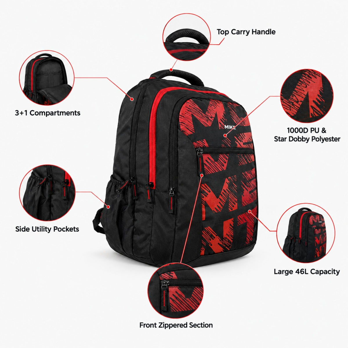 Mike Horizon Backpack – Black | 46L