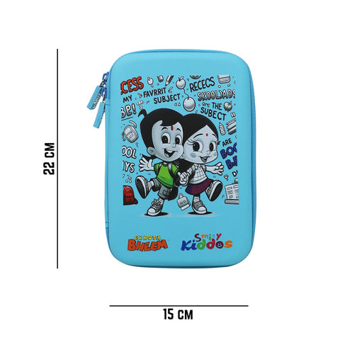 Image of Smily Kiddos - Licensed Chhota Bheem  - Stylish & Spacious Hardtop EVA Pencil Case BTS - Light Blue