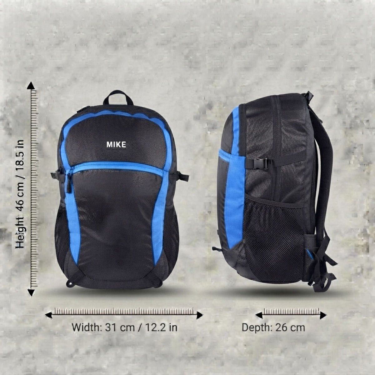 Mike Urban Trek Laptop Backpack with Rain Cover - Black