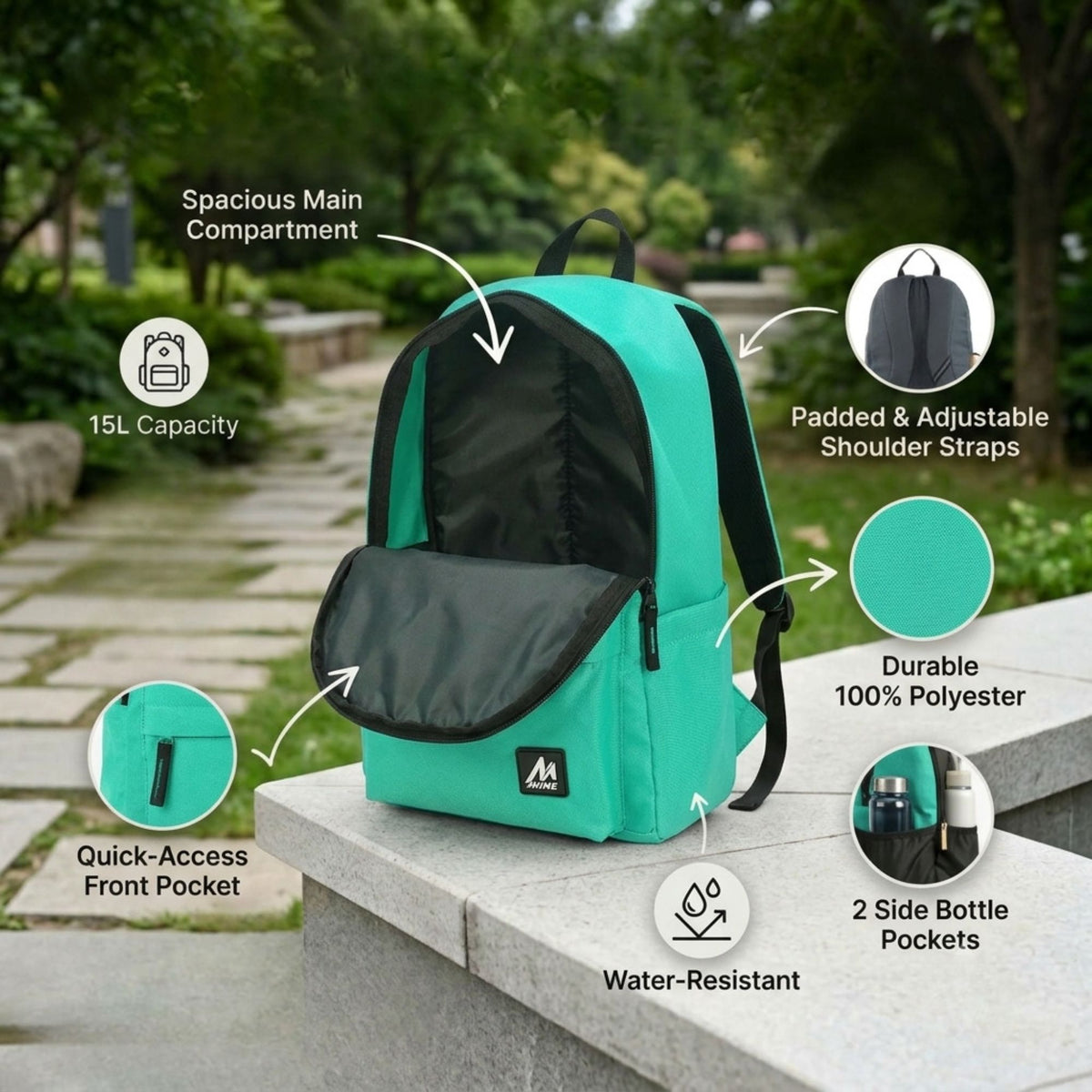 Mike Day Pack Lite 15L Casual Backpack - Green