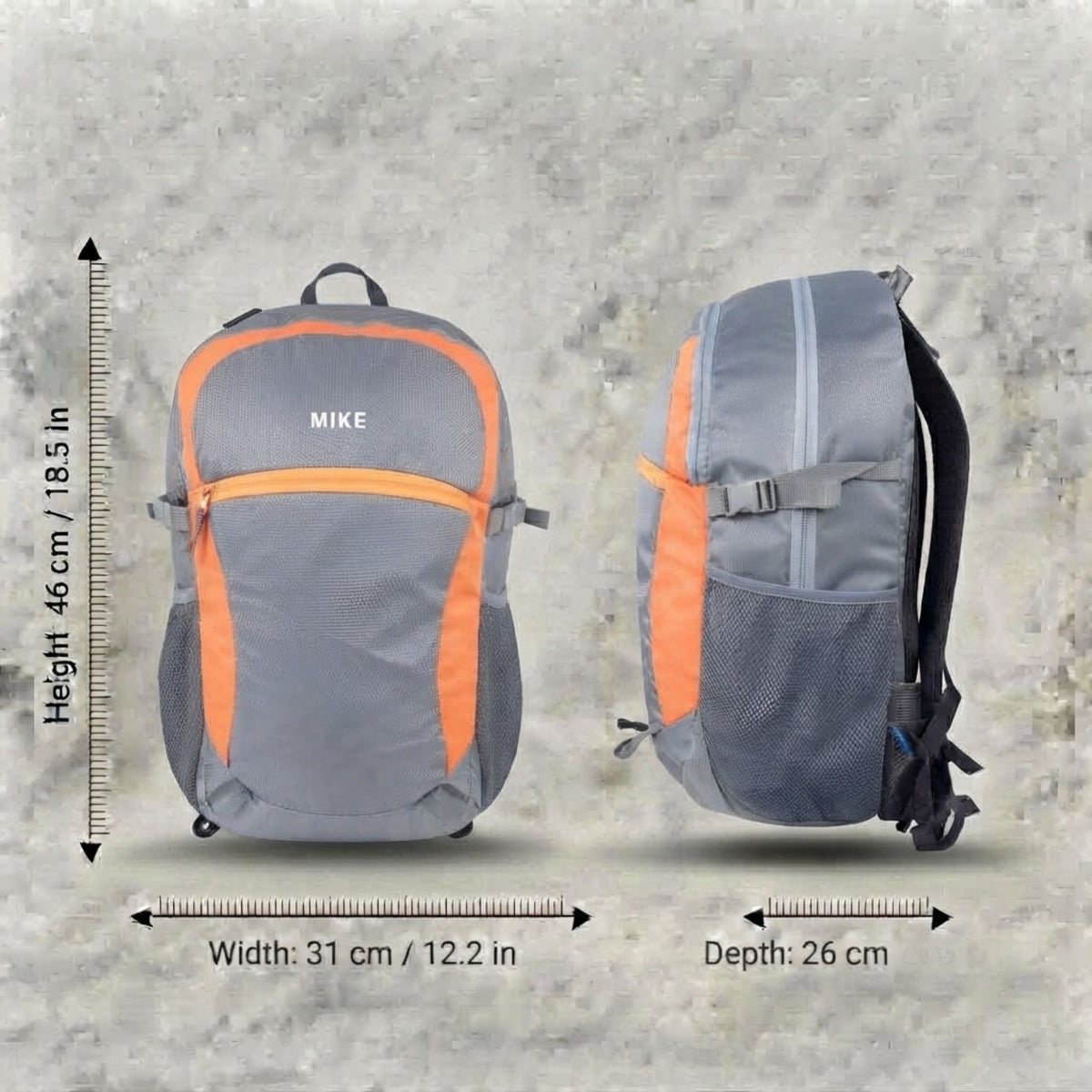 Mike Urban Trek Laptop Backpack with Rain Cover - Grey