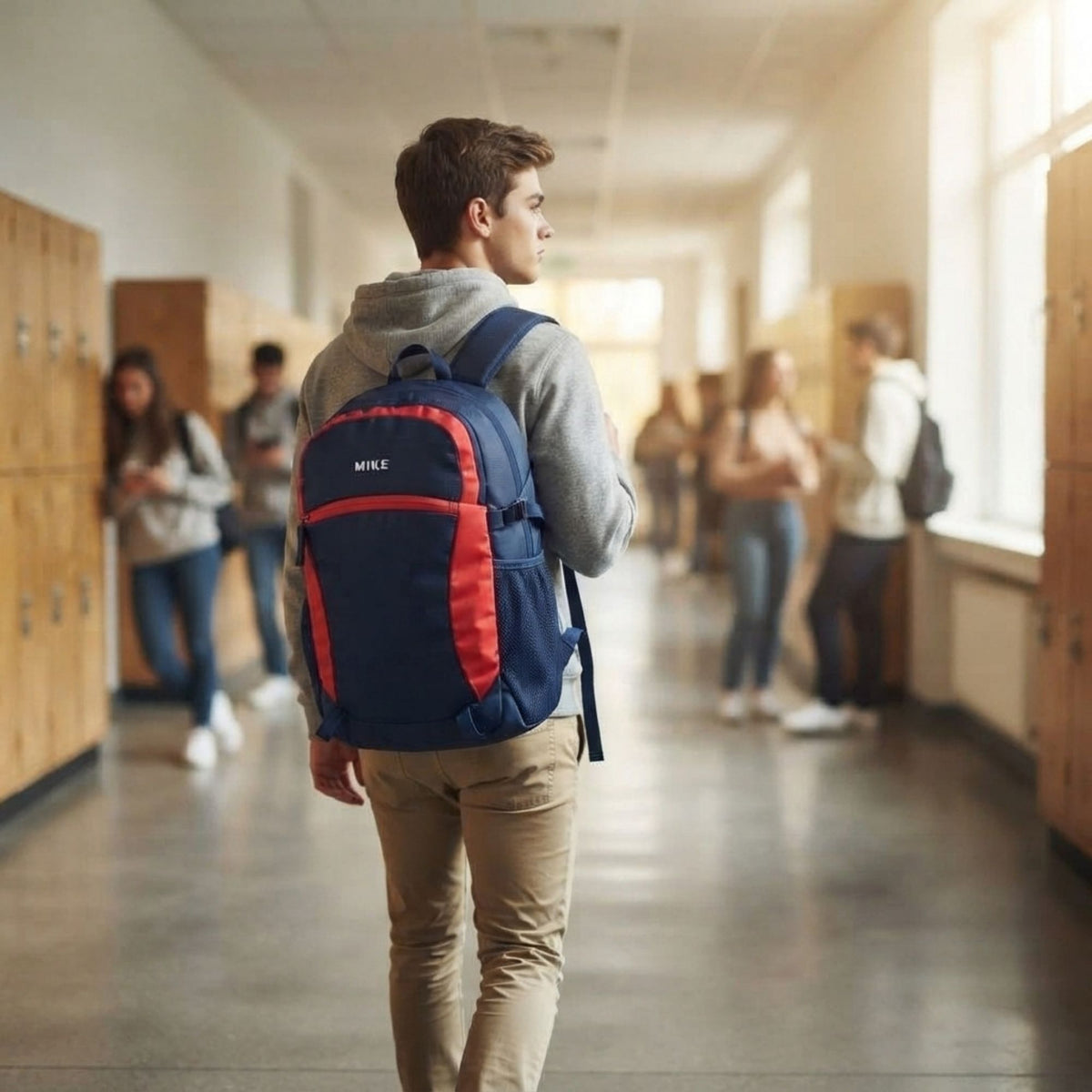 Mike Urban Trek  Laptop Backpack with Rain Cover - Navy Blue