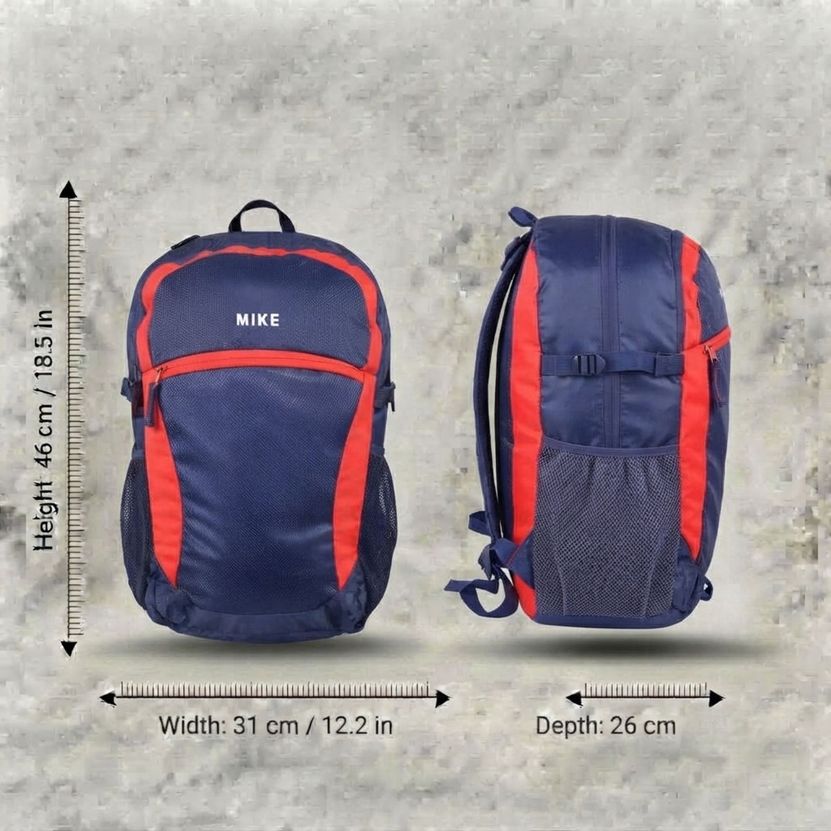 Mike Urban Trek  Laptop Backpack with Rain Cover - Navy Blue
