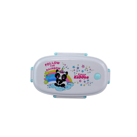Smily kiddos Stainless Steel Lunch Box Small Rainbow Panda Theme - Light Blue 3+ years