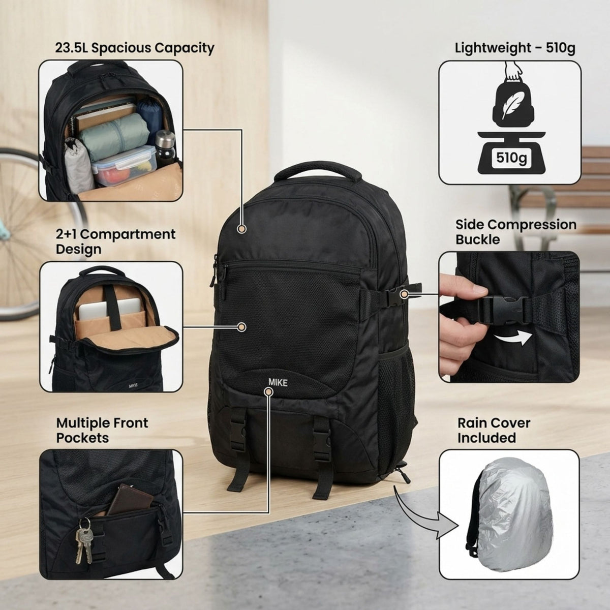 Mike Elite Transit Backpack - Black