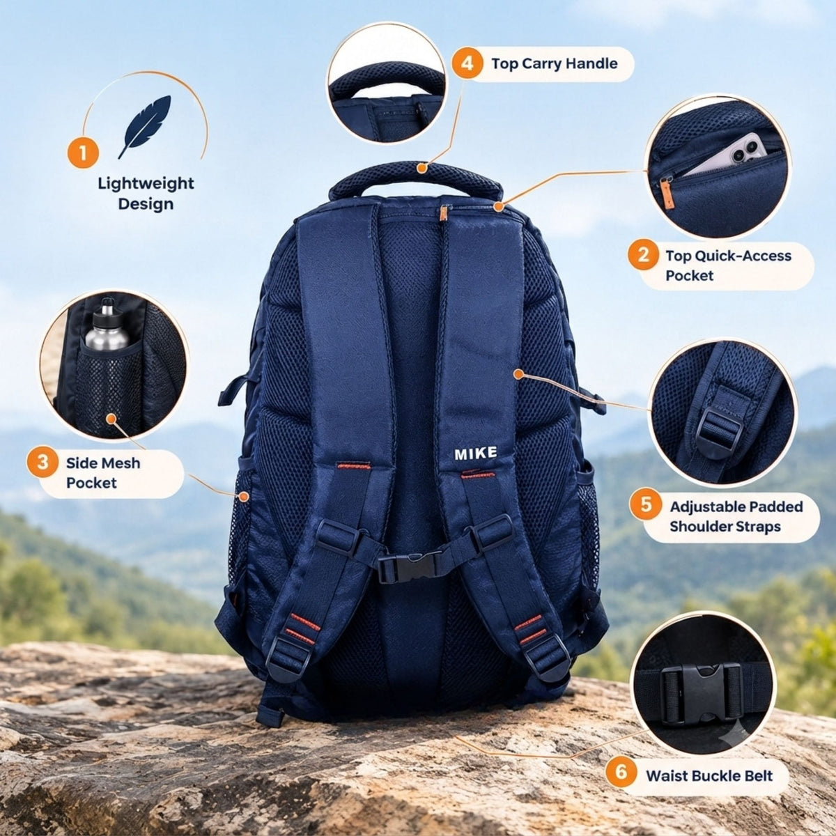 Mike Pro Vault Backpack - Navy Blue & Black