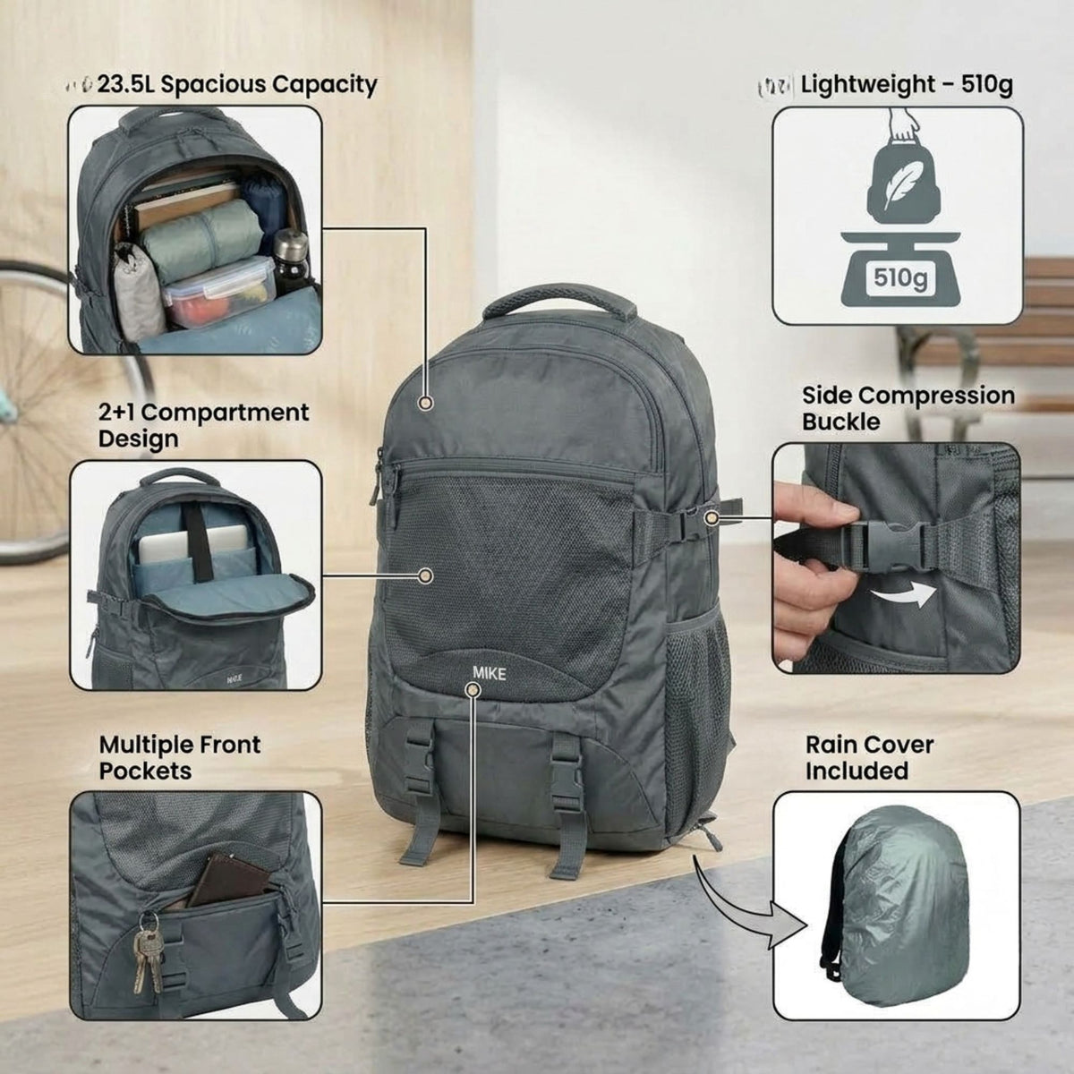 Mike Elite Transit Backpack - Grey