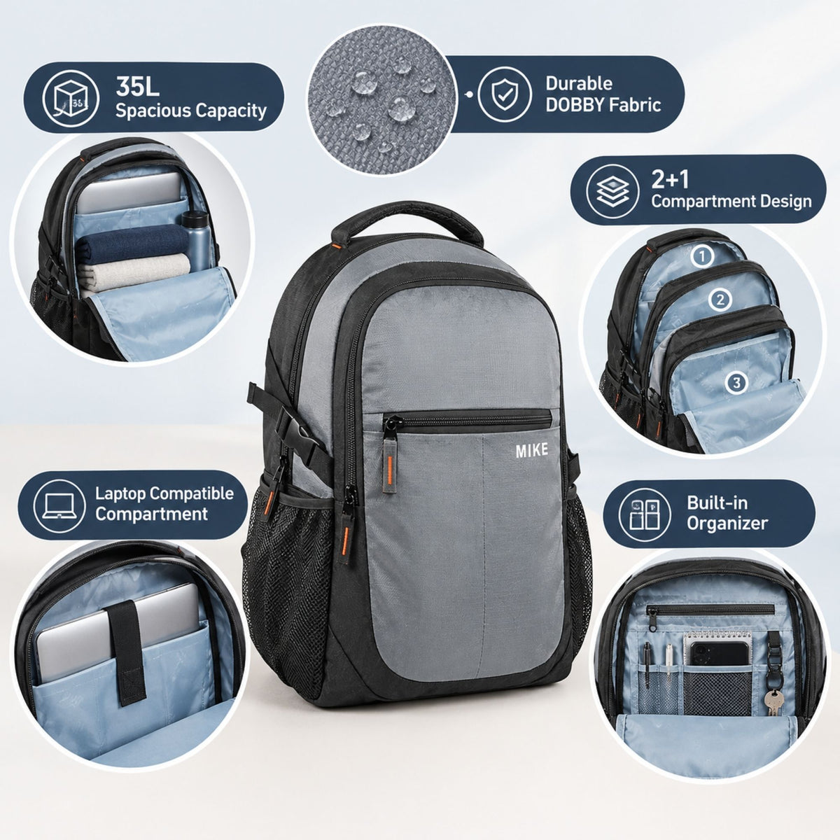 Mike Pro Vault Backpack - Black & Grey