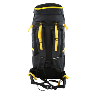 Mike Adventure Trekking Backpack and PU Leather Duffel Bag (60L+27L Brown and Yellow)