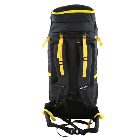 Image of Mike Adventure Trekking Backpack and PU Leather Duffel Bag (60L+27L Brown and Yellow)