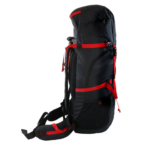 Image of Mike Adventure Trekking Backpack and PU Leather Duffel Bag (60L+27L Black and Red)