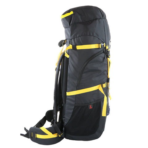 Image of Mike Adventure Trekking Backpack and PU Leather Duffel Bag (60L+27L Brown and Yellow)