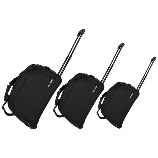 Mike Oxford Lite Duffle Trolley Bag Set of 3 - Black