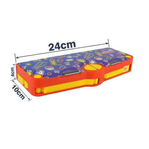 Image of Smily Kiddos Multi Functional Pop Out Pencil Box for Kids Stationery for Children - Cricket Theme - Blue