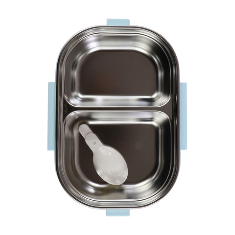 Image of Smily kiddos Stainless Steel Skater Dino Theme Lunch Box - Light blue - medium for 3+ years