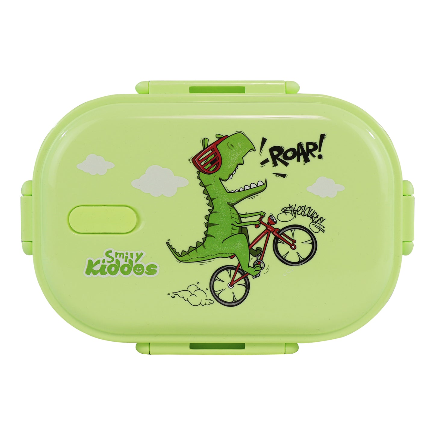 Smily kiddos Stainless Steel Roar Dino Theme Lunch Box - Green - medium for 3+ years