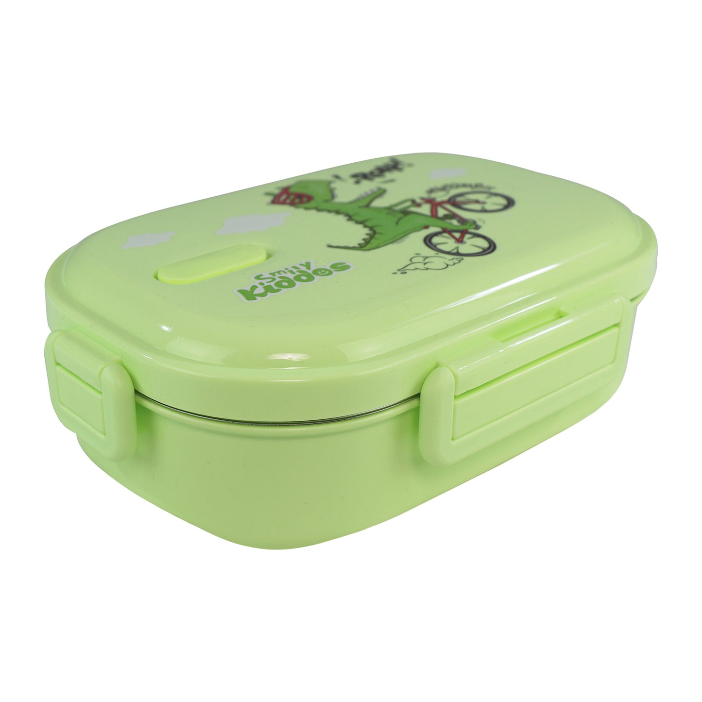 Smily kiddos Stainless Steel Roar Dino Theme Lunch Box - Green - medium for 3+ years