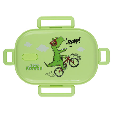 Image of Smily kiddos Stainless Steel Roar Dino Theme Lunch Box - Green - medium for 3+ years