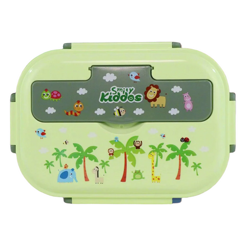 Image of Smily kiddos Stainless Wildlife Theme Lunch Box -  Green- Large