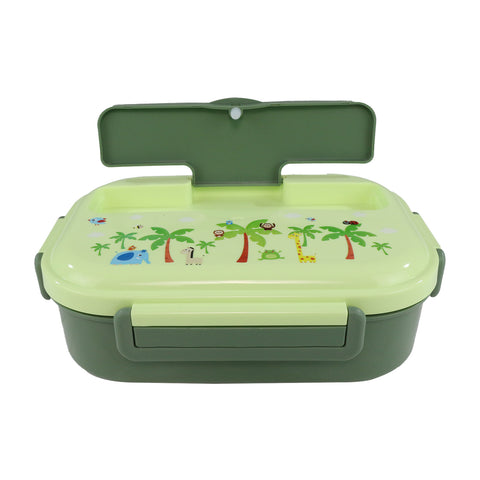 Image of Smily kiddos Stainless Wildlife Theme Lunch Box -  Green- Large