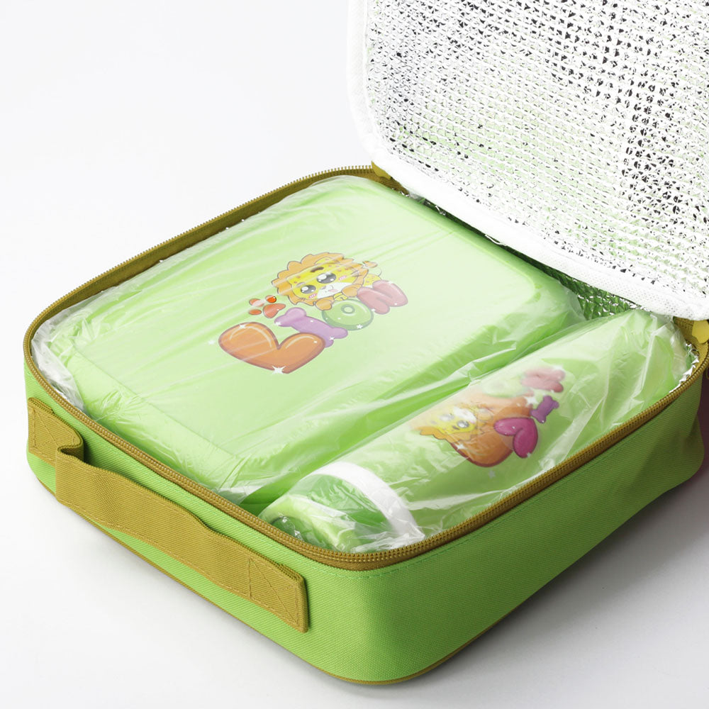 Smily Kiddos Lunch Combo Lion Theme Green (LUNCH BAG, LUNCH BOX ,WATER BOTTLE)