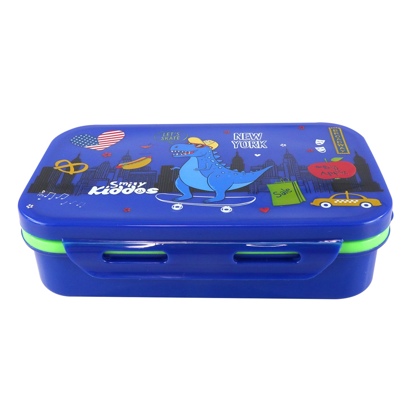 Smily Kiddos Small Brunch Lunch Box – Dino on Skateboard | Stainless Steel Tiffin Box for Kids – New York Theme