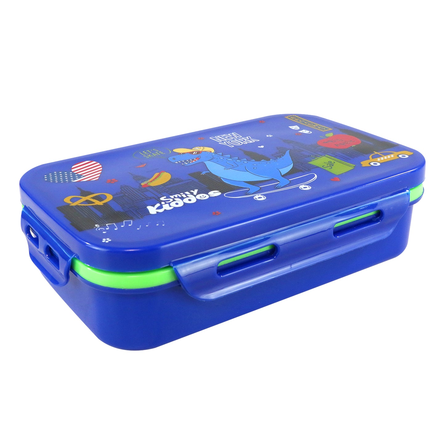 Smily Kiddos Small Brunch Lunch Box – Dino on Skateboard | Stainless Steel Tiffin Box for Kids – New York Theme