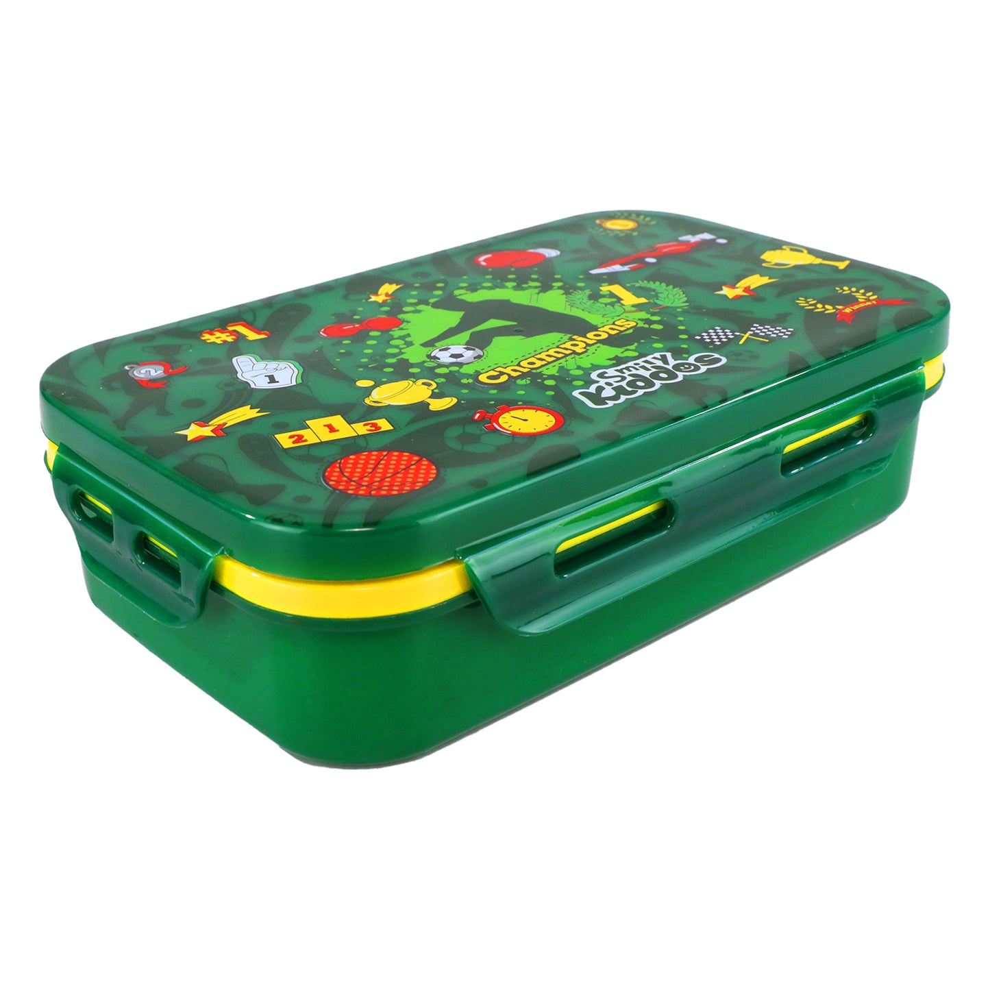 Smily Kiddos Small Brunch Lunch Box – Sports Champion Theme | Stainless Steel Food Box for Kids – Green