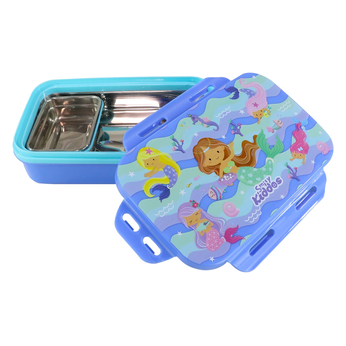 Smily Kiddos Small Brunch Lunch Box – Magical Mermaid Theme | Stainless Steel Food Box for Kids – Ocean Adventure Design