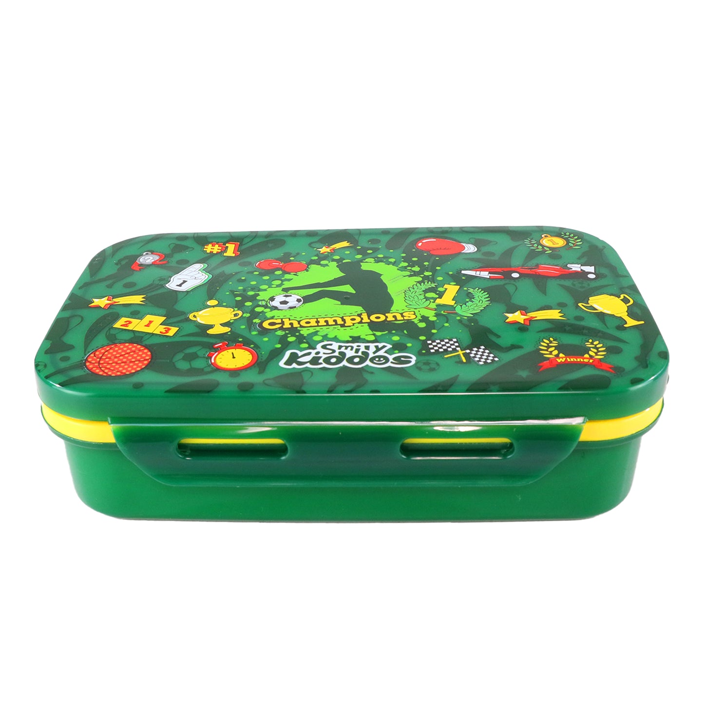 Smily Kiddos Small Brunch Lunch Box – Sports Champion Theme | Stainless Steel Food Box for Kids – Green