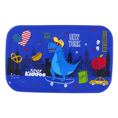 Image of Smily Kiddos Small Brunch Lunch Box – Dino on Skateboard | Stainless Steel Tiffin Box for Kids – New York Theme