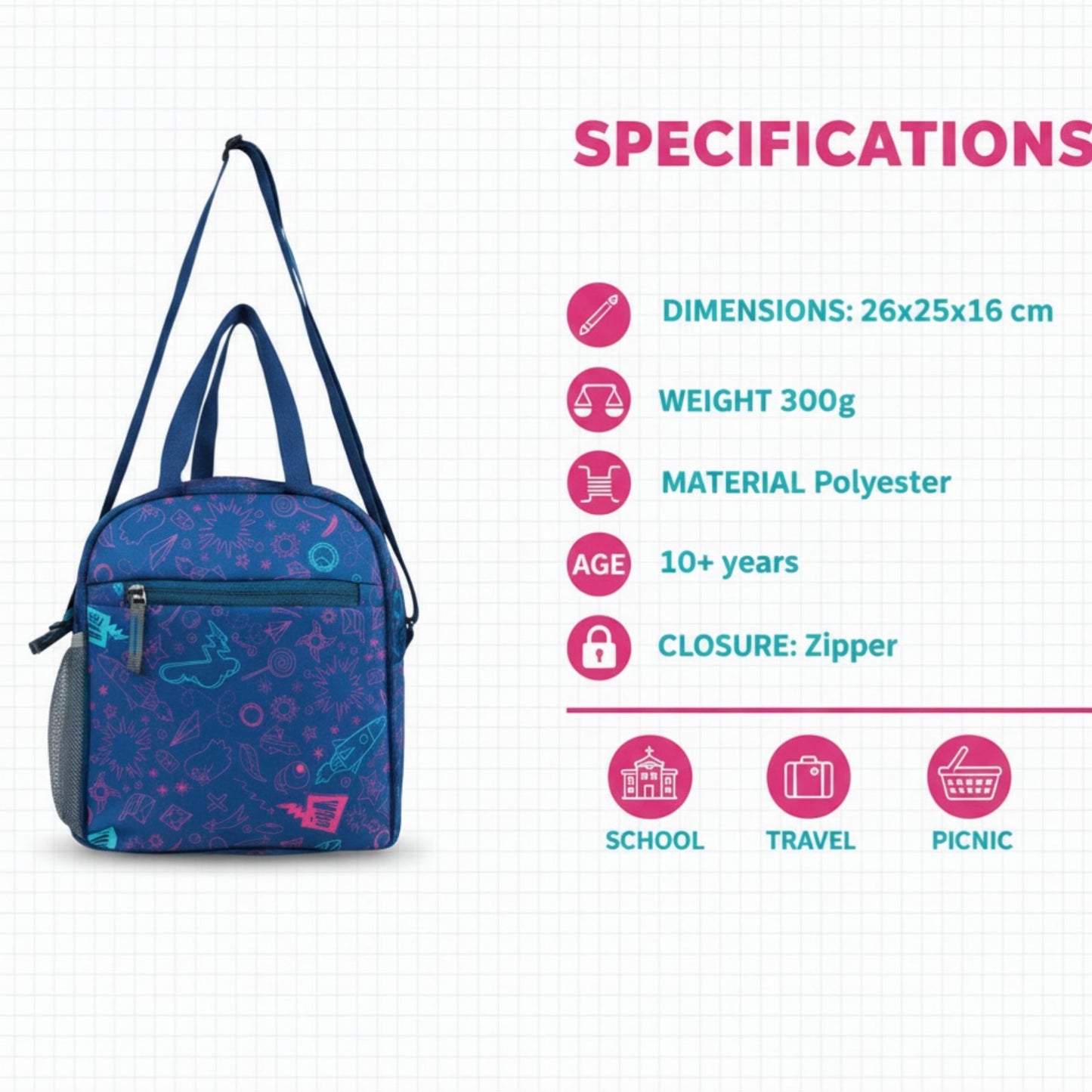 Joy Lunch Bag Senior – Arcade Fuel Theme | Blue