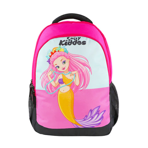 Image of Smily Kiddos 29 Ltrs Junior School Bag  - Mermaid Theme - Dark Pink LxWxH :45 X 33 X 20 CM