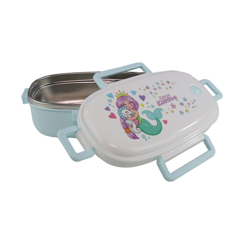 Image of Smily kiddos Stainless Steel Lunch Box Small Mermaid Theme - Blue 3+ years