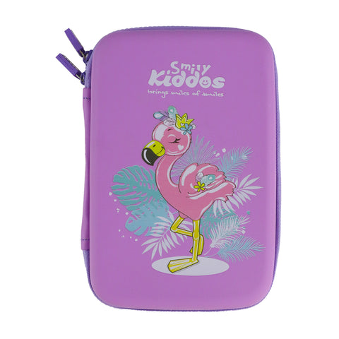 Image of Smily Kiddos Single compartment Eva pencil case - Flamingo Theme purple