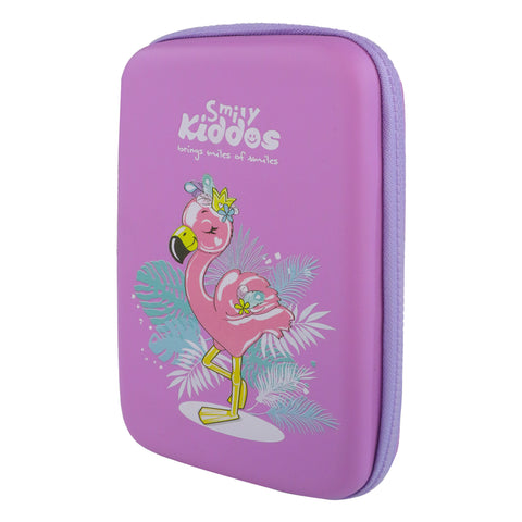Image of Smily Kiddos Single compartment Eva pencil case - Flamingo Theme purple