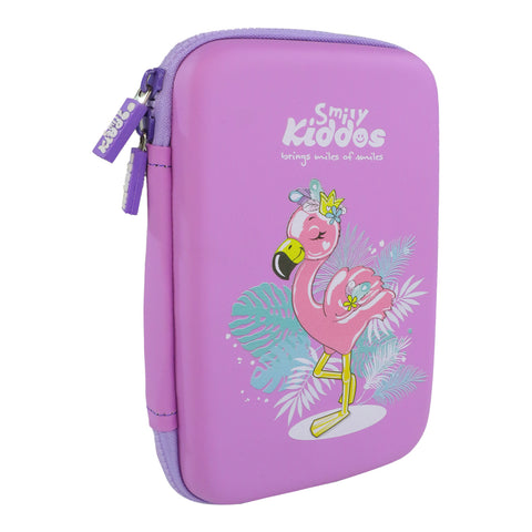 Image of Smily Kiddos Single compartment Eva pencil case - Flamingo Theme purple