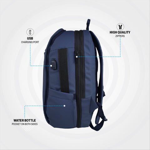 Image of Mike Signature Laptop Backpack - Navy Blue