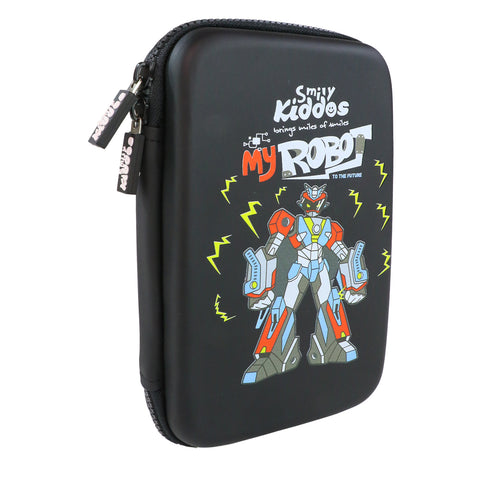 Image of Smily Kiddos Single compartment Eva pencil case - Robot Theme Black