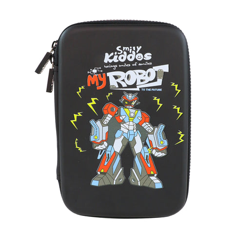 Image of Smily Kiddos Single compartment Eva pencil case - Robot Theme Black
