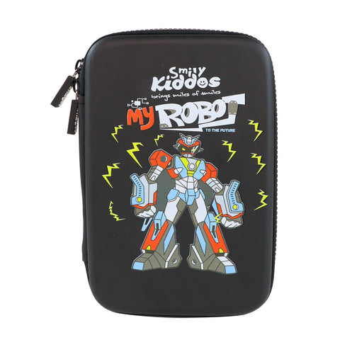 Image of Smily Kiddos Single compartment Eva pencil case - Robot Theme Black