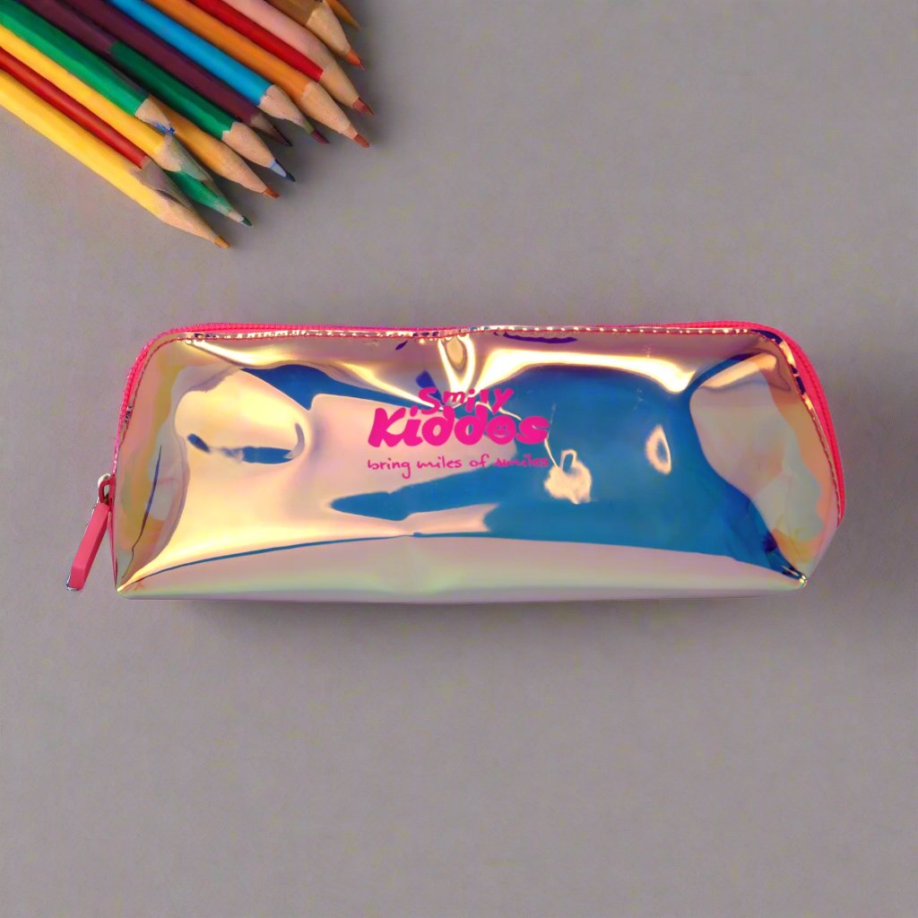 Smily Holograph Pencil Pouch Pink