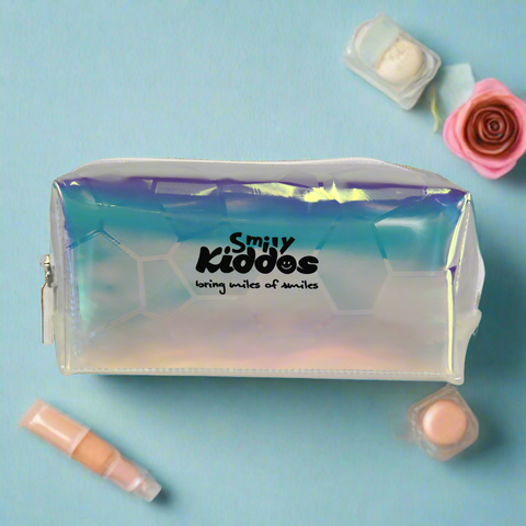 Image of Smily Transparent Cosmetic Pouch Silver