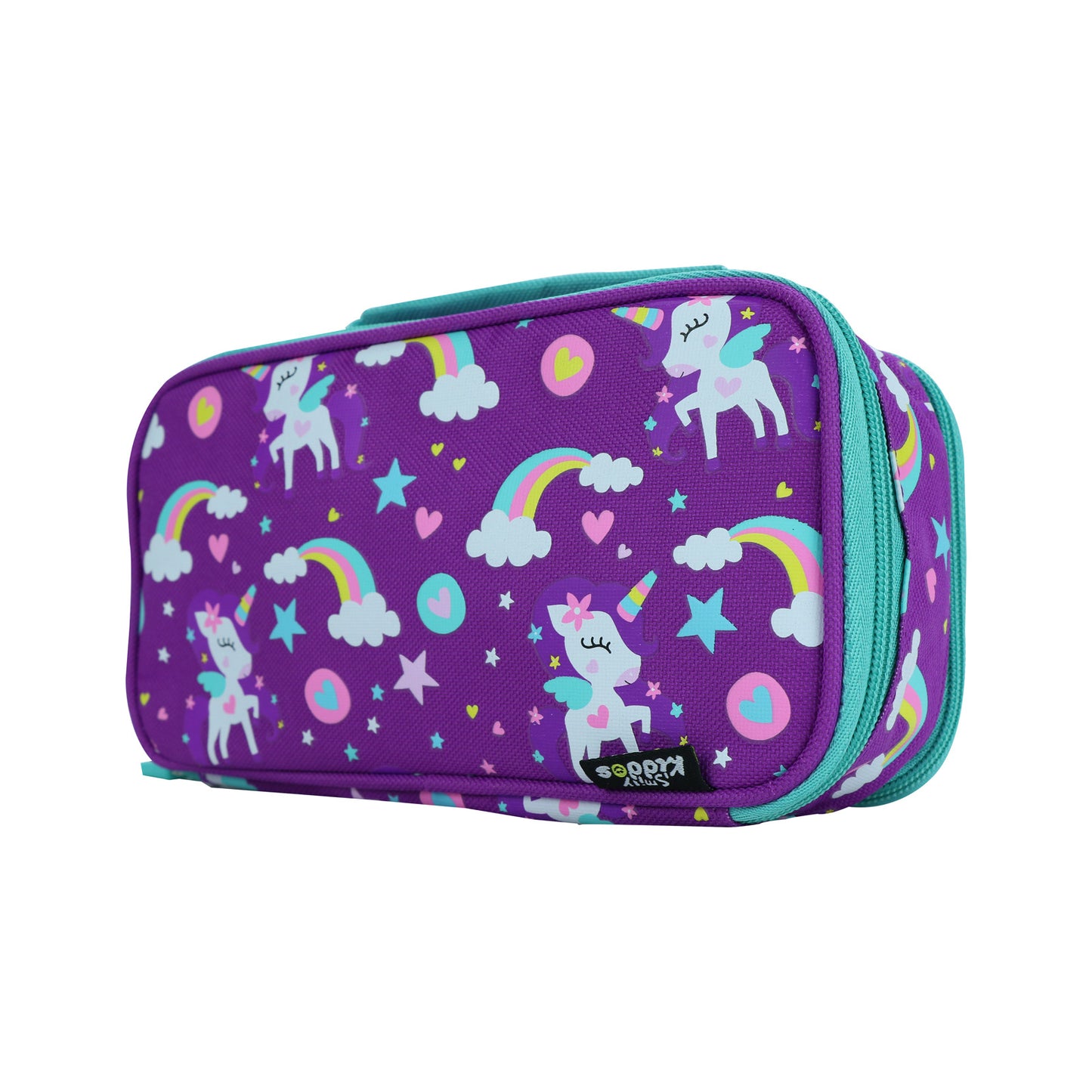 Smily Kiddos Multipurpose Pencil Case Rainbow Unicorn Theme Purple