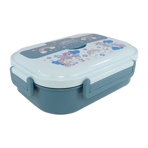 Image of Smily kiddos Stainless Unicorn Theme Lunch Box -Light Blue - Large