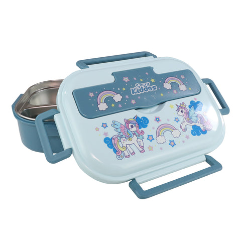 Image of Smily kiddos Stainless Unicorn Theme Lunch Box -Light Blue - Large