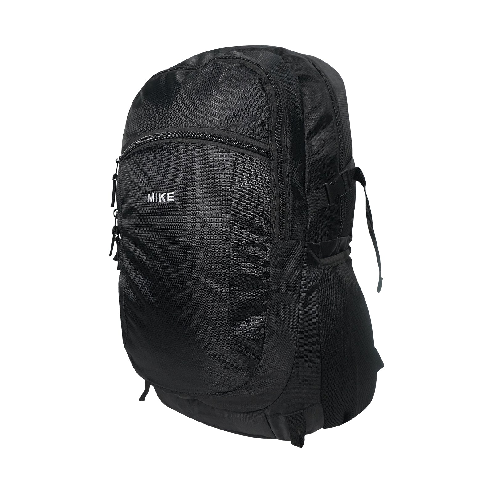 Mike Bags Terminal Backpack - Black side view with mesh water bottle pocket